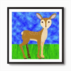 Deer In Forest Square Art Print