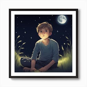 Boy In The Grass Art Print