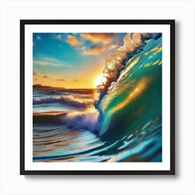 Sunset Ocean Wave 1 Art Print