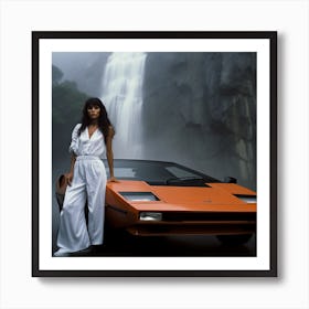 Myeera White Lamborghini Countach Waterfalls Mist Fog Beautiful 4d620933 D9b0 491a B149 Edef1958bf0a Art Print