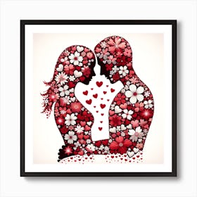 Couple In Love With Flowers Art Print