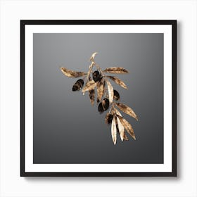 Gold Botanical Olive Tree Branch on Soft Gray n.4781 Art Print