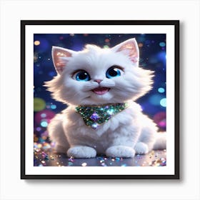 White Cat With Blue Eyes Art Print