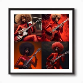 Afro Girl With Guitar Art Print