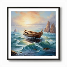 Boat In The Sea Art Print