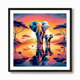 The Wind and Rain Dancers Elephants Art Print