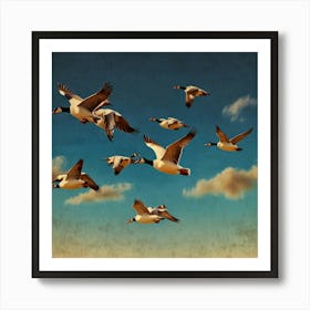 Flock Of Geese Flying Art Print