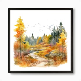 Watercolor Autumn Landscape 18 Art Print