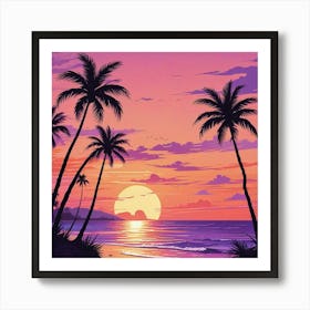 Palm Tree Sunset Art Prin (2) Art Print