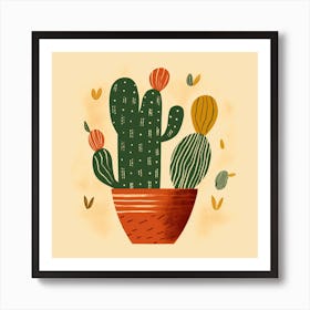 Rizwanakhan Simple Abstract Cactus Non Uniform Shapes Petrol 69 Art Print