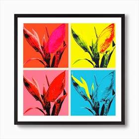 Andy Warhol Style Pop Art Flowers Heliconia 2 Square Art Print