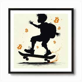 Boy On A Skateboard Art Print