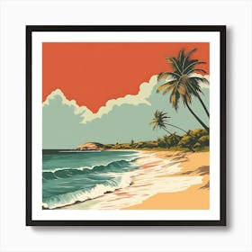 Tropical Beach With Palm Trees Art Print