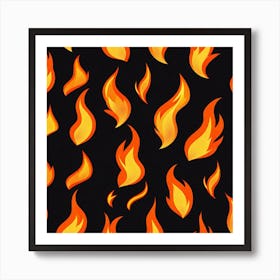 Flames On Black Background 45 Art Print