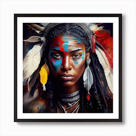 Powerful American Native Warrior Woman  #2 Art Print