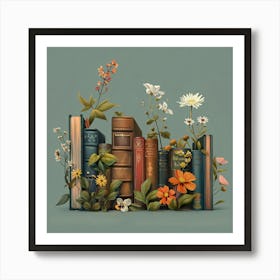 Books Flowers Art Print