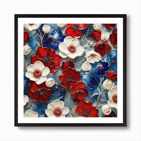 Red and white and blue Art Print