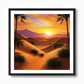 Sunset In The Desert 16 Art Print