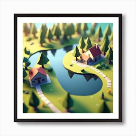 Low Poly Landscape 15 Art Print