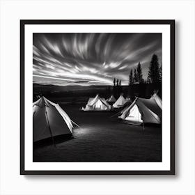 Tents At Night Art Print