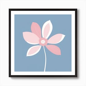 A White And Pink Flower In Minimalist Style Square Composition 115 Art Print