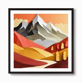 Firefly An Illustration Of A Beautiful Majestic Cinematic Tranquil Mountain Landscape In Neutral Col (59) Art Print