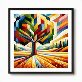 Abstract modernist Oak tree 2 Art Print