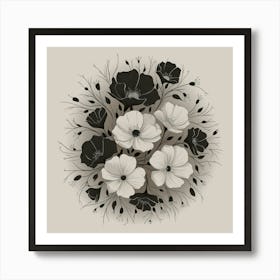 Black And White Flowers Art Print