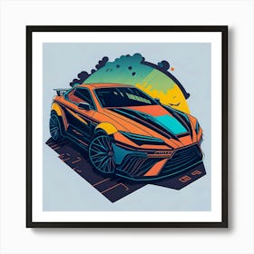 Car Colored Artwork Of Graphic Design Flat (109) Art Print