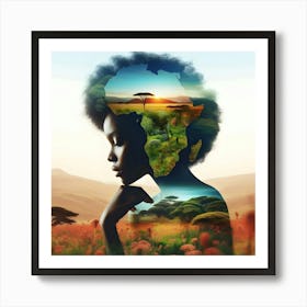 African Woman In A Field Art Print