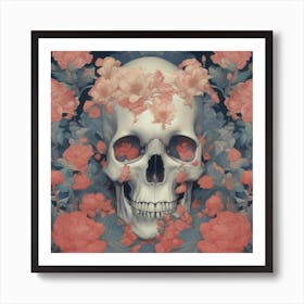 Skull With Roses Art Print