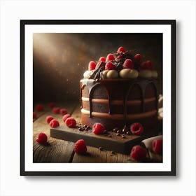 Chocolate Cake With Raspberries 1 Art Print