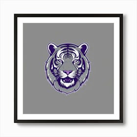 Detroit tigers logo on gray background shaded in baby blue and outlined in light purple 1 Art Print