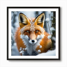 Fox In The Snow 14 Art Print