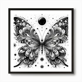 Black And White Butterfly Art Art Print