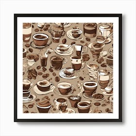 Coffee Cups Seamless Pattern 1 Art Print