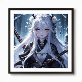 Anime Girl With Swords Art Print