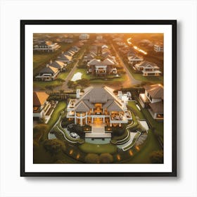 Aerial View Of A Mansion Art Print