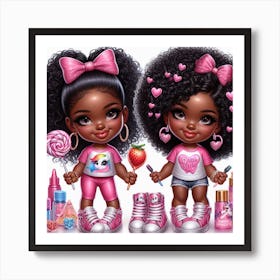 Two Little Black Girls Art Print