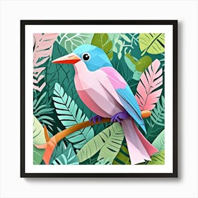 Pastel Bird Cubism Style Art Print