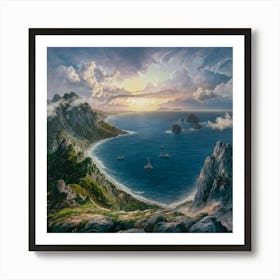 Sunset Over The Sea Art Print