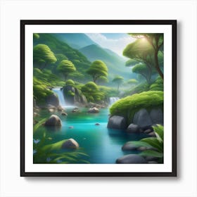 Waterfall In The Forest 3 Art Print