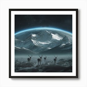 A Mountain Landscape In Space Art Print