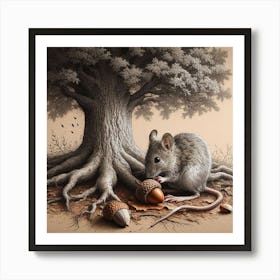 Mouse And Acorns Art Print