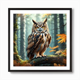 Owl In The Forest 188 Art Print