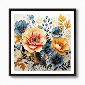 Flowers On A Wall Art Print