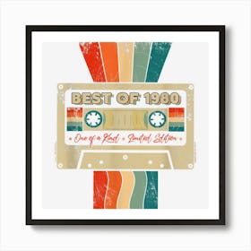 Best Of 1980 Cassette Tap 42nd Birthday Retro 42 Year Old Art Print