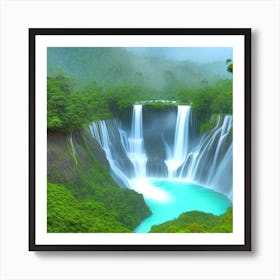 Waterfall In The Jungle 33 Art Print