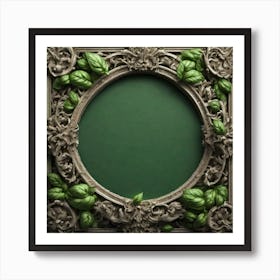 Frame With Green Leaves 5 Art Print