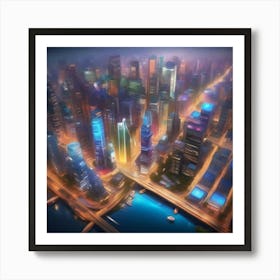 Cityscape At Night Art Print